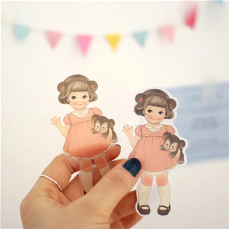 6 листов/Партия DIY милые Kawaii бумажные декоративные наклейки кукла животного из