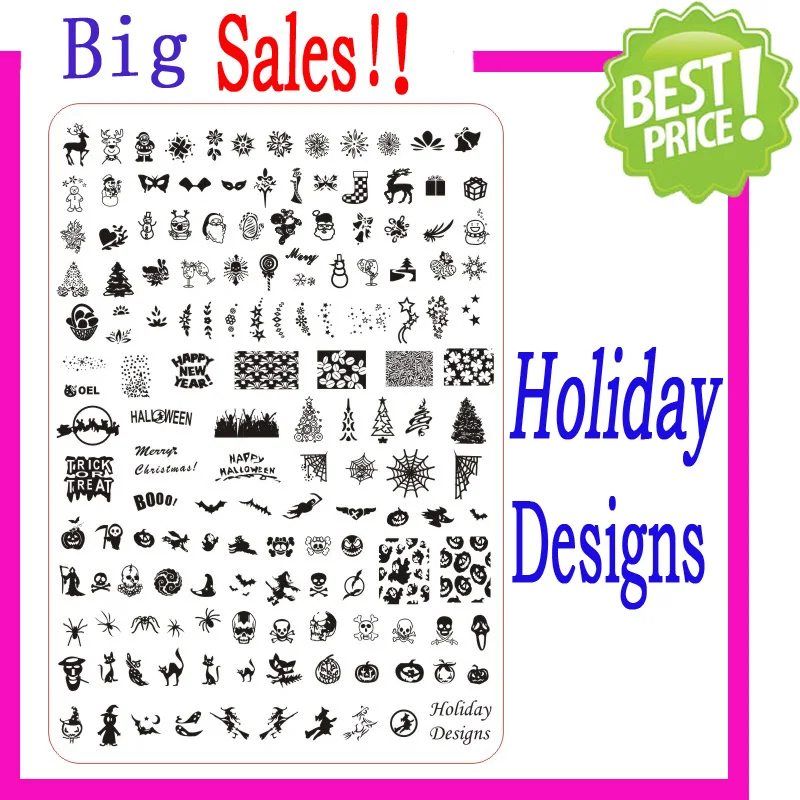 Штамповочные пластины Рождественский праздник XL Средний размер штамповка