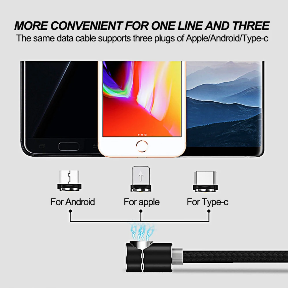 1 м/2 м Магнитный кабель Micro usb type C зарядное устройство для iPhone XS X XR 8 7 6s 6 samsung S9 8 Магнит Android телефон Быстрая зарядка кабель