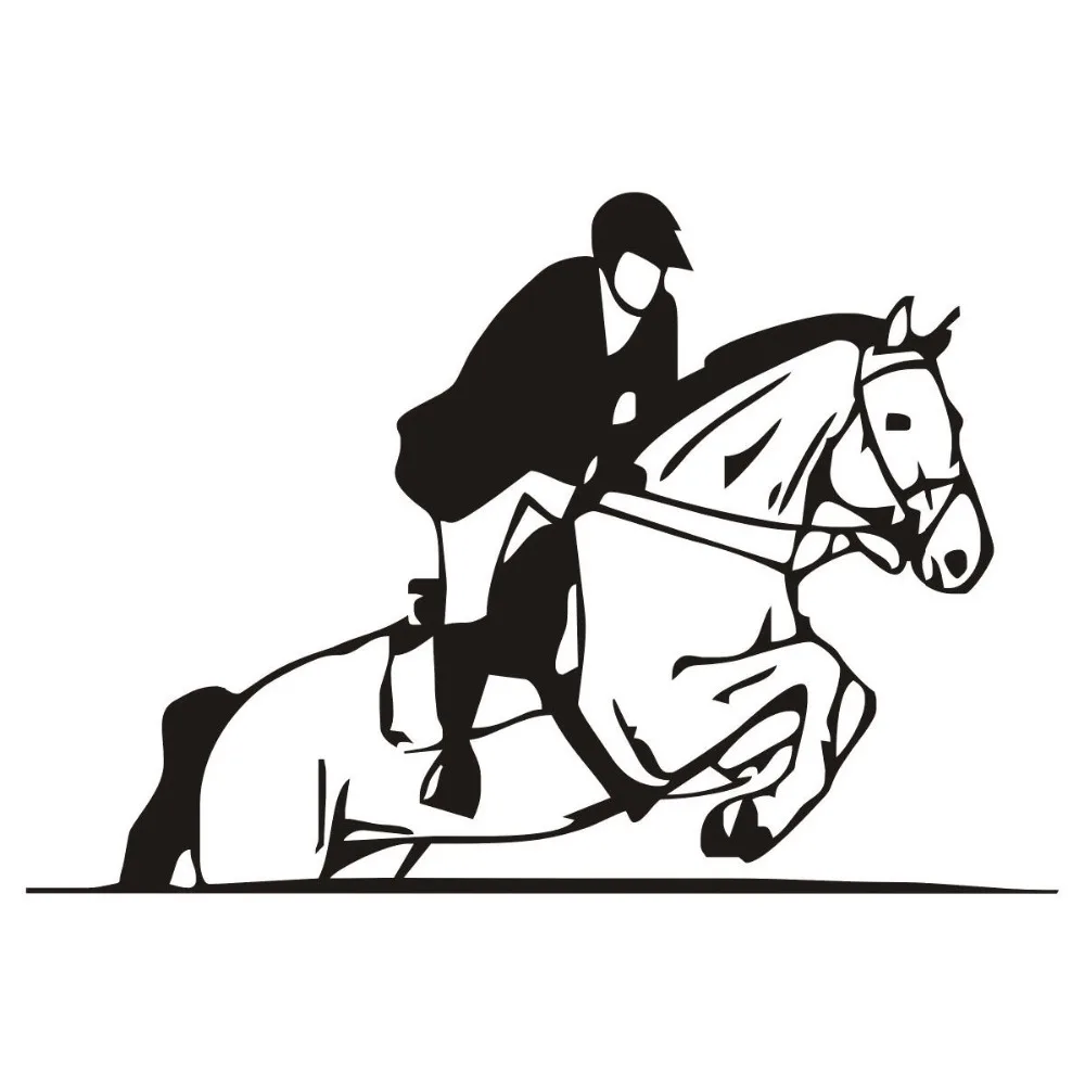 Виниловые наклейки на стену с изображением верховой езды лошади съемные