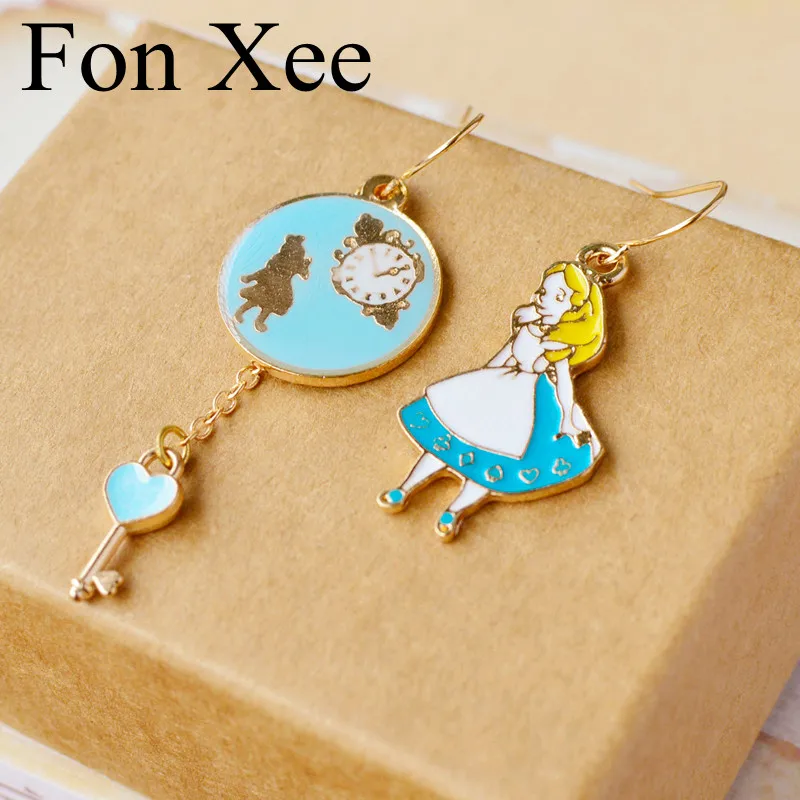Женские Висячие серьги Fon XEE с эмалью Алисы в стране чудес длинным рукавом подарок