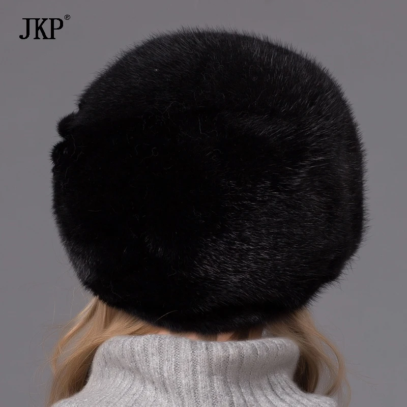 Меховая шапка из натуральной норки и бриллианта Новая модная кепка