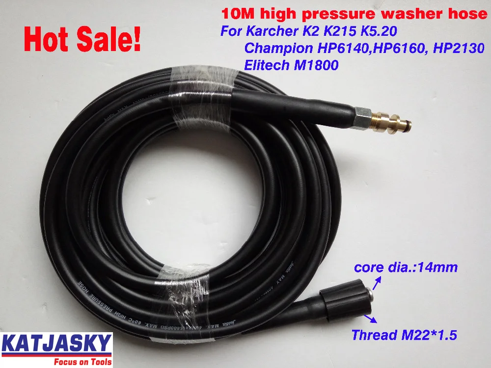 

Hot sale! 10M Car washer hose core M22*1.5*14mm, high pressure washer hose fit Karcher K2 K215 K5.20 Champion HP6140 Elitech