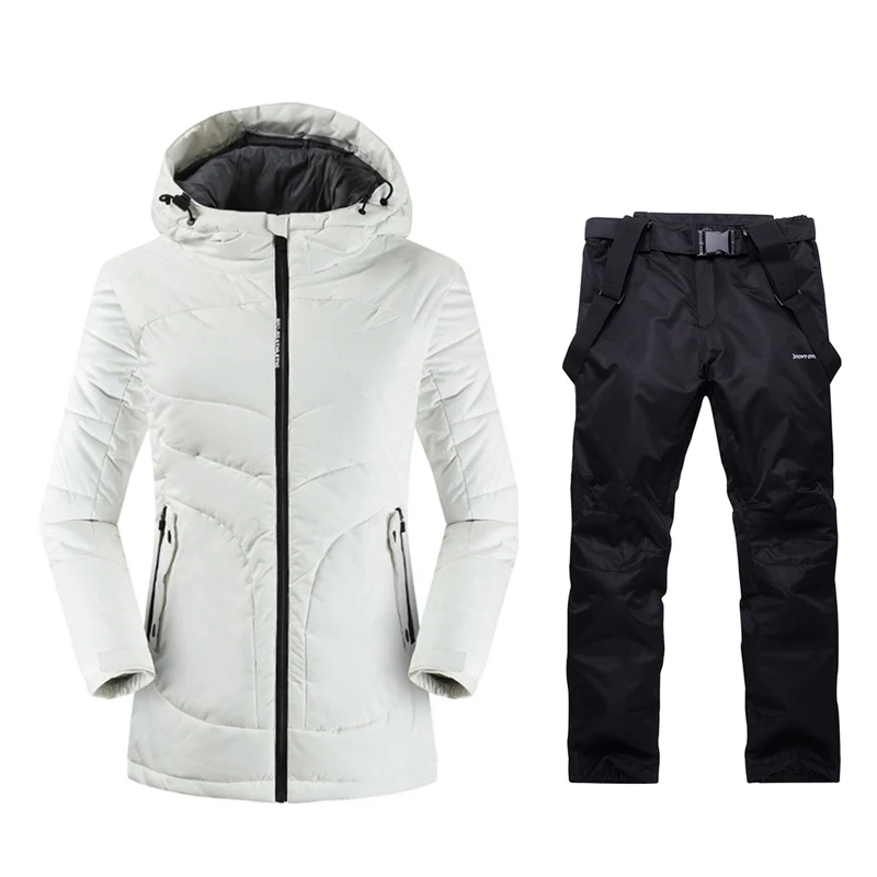 

Womens Mountain Skiing Outdoor Winter Warm Sport Suits Ladies Snow Clothing Ski Jacket Women Skiing Pants Long Ski Suit