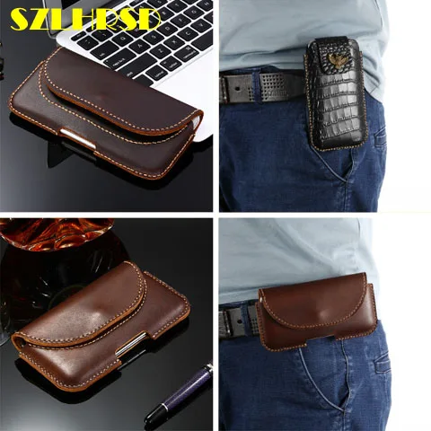 

For Huawei Mate 20 Pro Mate RS SE Mate9 Mate 10 P20 P10 Honor 8C cover Genuine Leather Holster Belt cell phone cases with clips