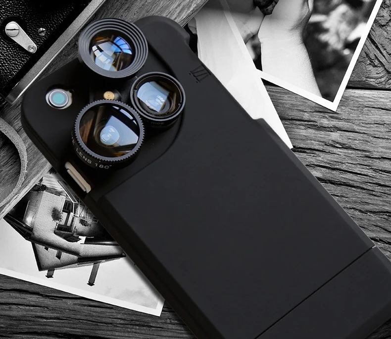 4 в 1, многофункциональный чехол для iPhone X, 8, 7, 6 S, 6 Plus, чехол для мобильного телефона с полным покрытием, широкий угол обзора, макро, рыбий глаз, уникальный чехол