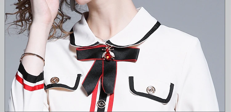 LISER Women Runway Designer White Dress 2019 Elegant Bow Autumn Mini Buttons Turn-down Collar High Quality Dresses Vestidos | Женская