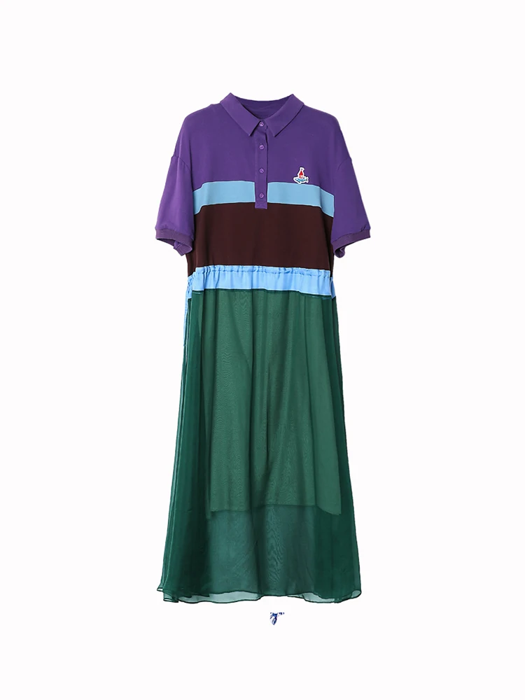 

IRINAY178 2019 ss collection original design color patchwork silk bottom casual long dress women