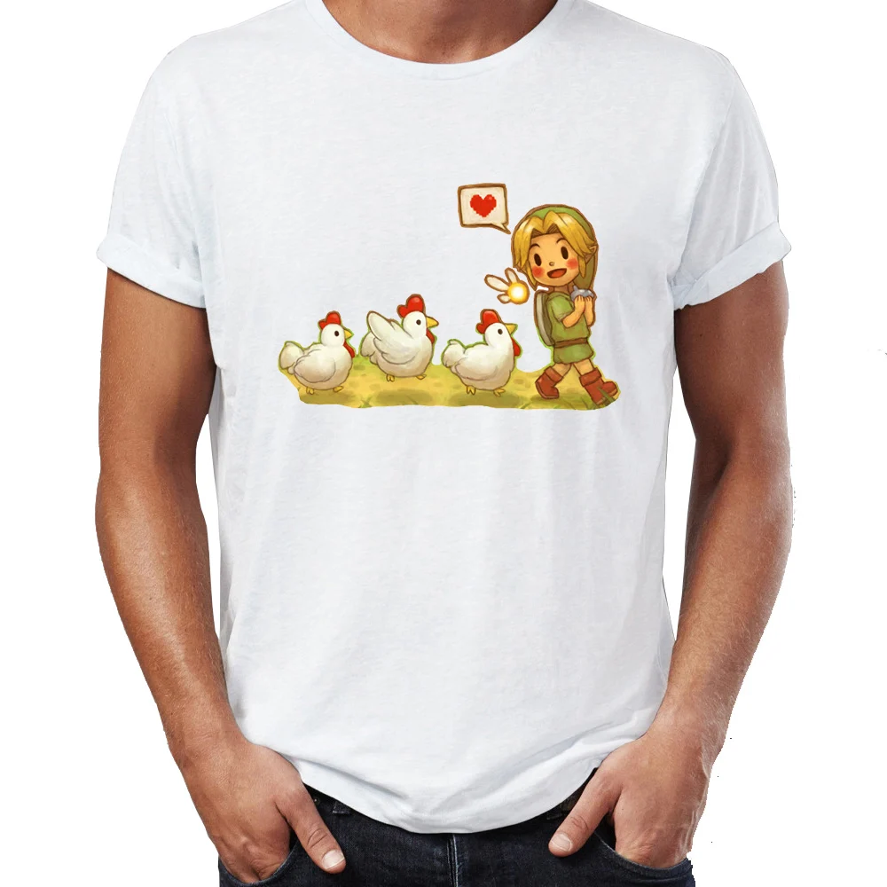 Мужская футболка Legend of Zelda Link and Cucco забавная потрясающая игровая футболка|Мужские