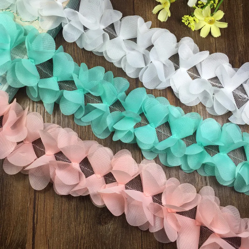 Оптовая продажа 10 ярдов/партия шифоновая лента с вышивкой аксессуары для