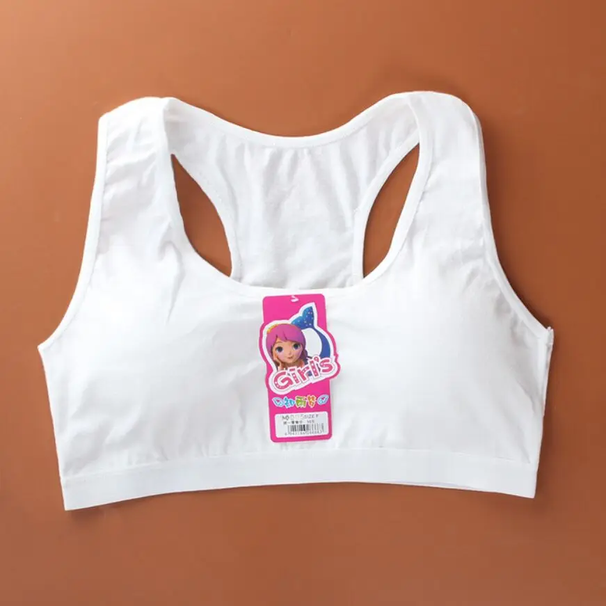 Sujetador deportivo con almohadilla para el pecho para ni&ntilde;a, sost&eacute;n de entrenamiento de algod&oacute;n para ni&ntilde;a, ropa interior deportiva para pubertad, sujetadores de entrenamiento inal&aacute;mbricos para adolescente-0