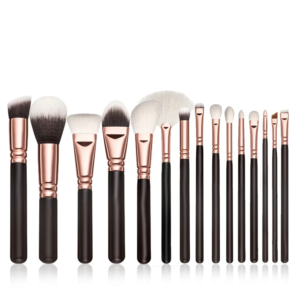 

HOT BRAND 15 PCS ROSE GOLDEN COMPLETE MAKEUP BRUSH SET Professional Luxury Set Make Up Tools Kit Powder brushes SZ01