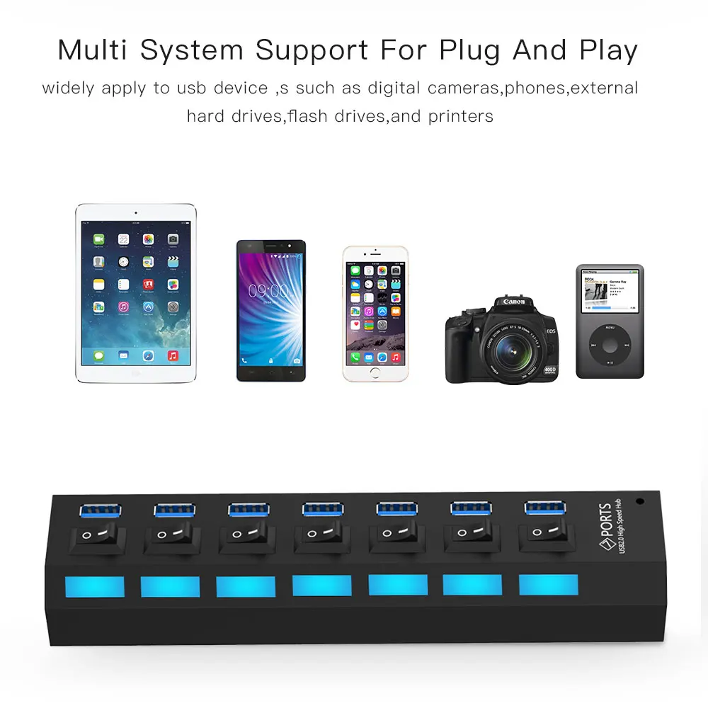 7 Порты и разъёмы usb-хаб 3 0 высокое Скорость 4 порта USB концентратор с ЕС/США