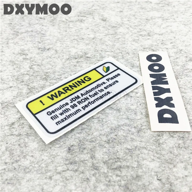 2PCS Warning Car Stickers Funny Genuine JDM Automotive 98 RON Fuel Auto Window Motorcycle Helmet Vinyl Decals 8x3.6cm - купить по