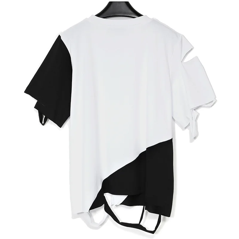 Biutefou Марка Новая мода 2017 летние женские отверстие футболки свободные круглым