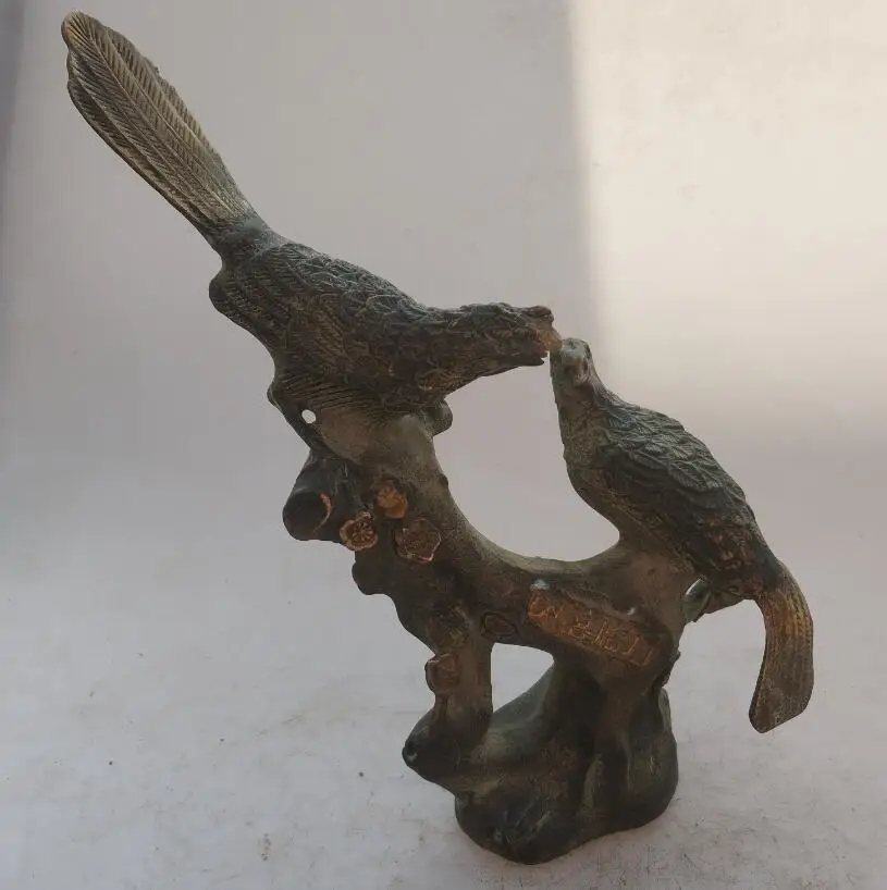 

Collection chinese Handmade old bronze Double happiness bird statue, Home Decoration antique sculpture
