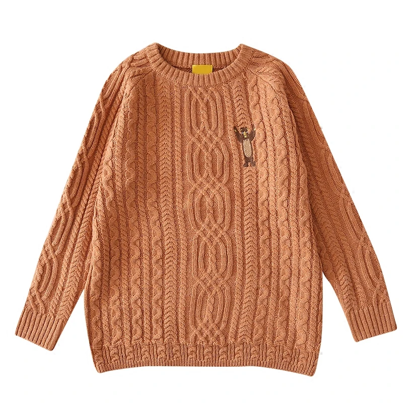 Vintage Sweaters O Neck Bear Embroidery Casual Autumn Winter Knitted Pullover Long Sleeve Thick Warm Sweater 2017 New Design | Женская