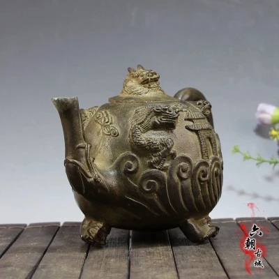 Antique bronze Wulong teapot home decoration