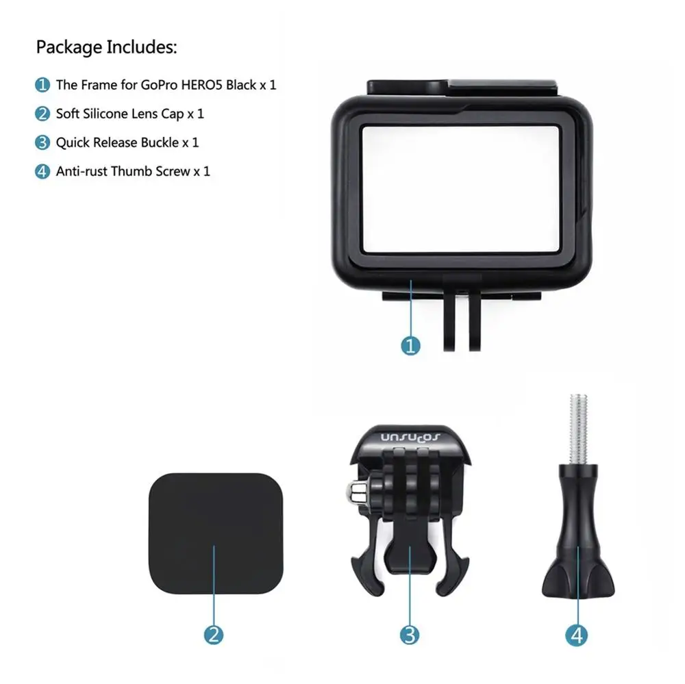 SOONSUN стандартный защитный чехол для крепления на рамке для GoPro Hero 5 6 7 черный для Go Pro HERO7 белый серебристый Экшн-камера