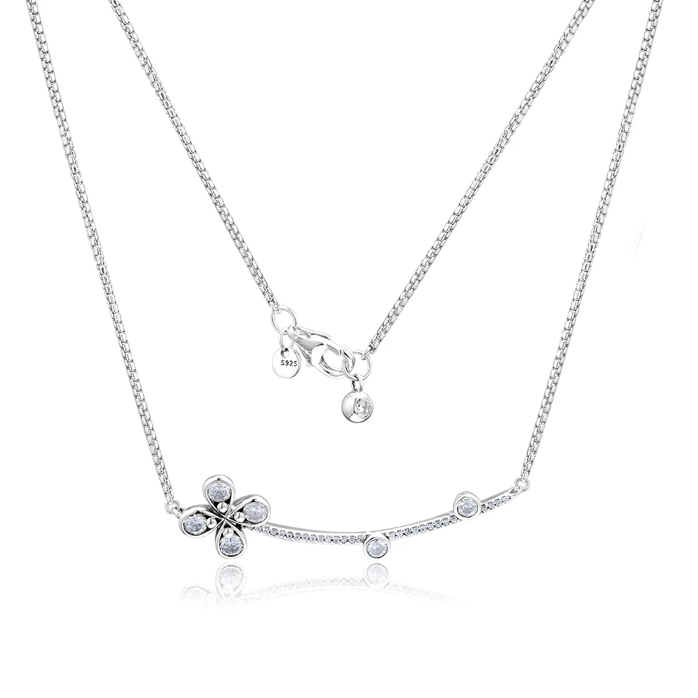 

CKK Necklaces for Women 925 Sterling Silver Four-Petal Flower Necklace Fine Jewelry collares Party Gift Wholesale