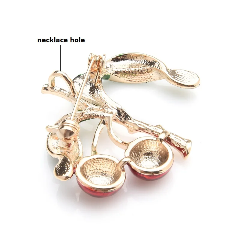 Wuli&ampbaby Red Cherry Enamel Brooches For Women And Men Metal Fruits Plants Weddings Brooch Pins Women's Hats Bags Accessories |