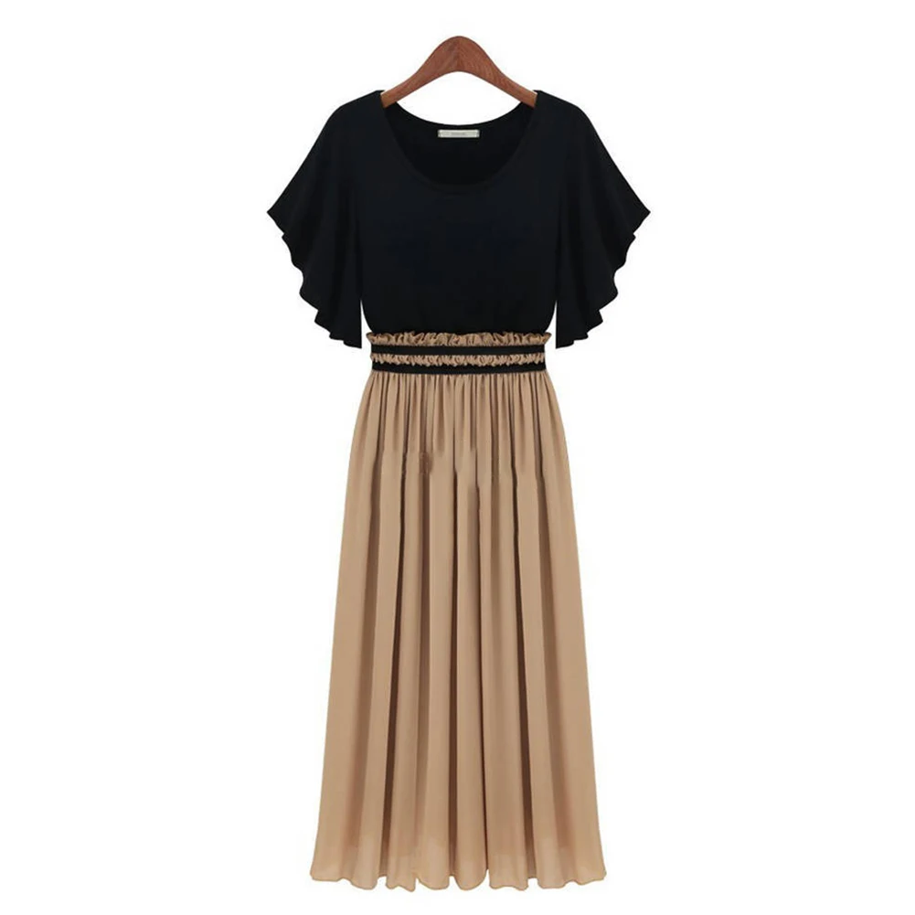 vestidos summer dress Women Casual High Waist Dress women Ruffles Round Neck Pleated Short Sleeve dresses for women 2021 платье