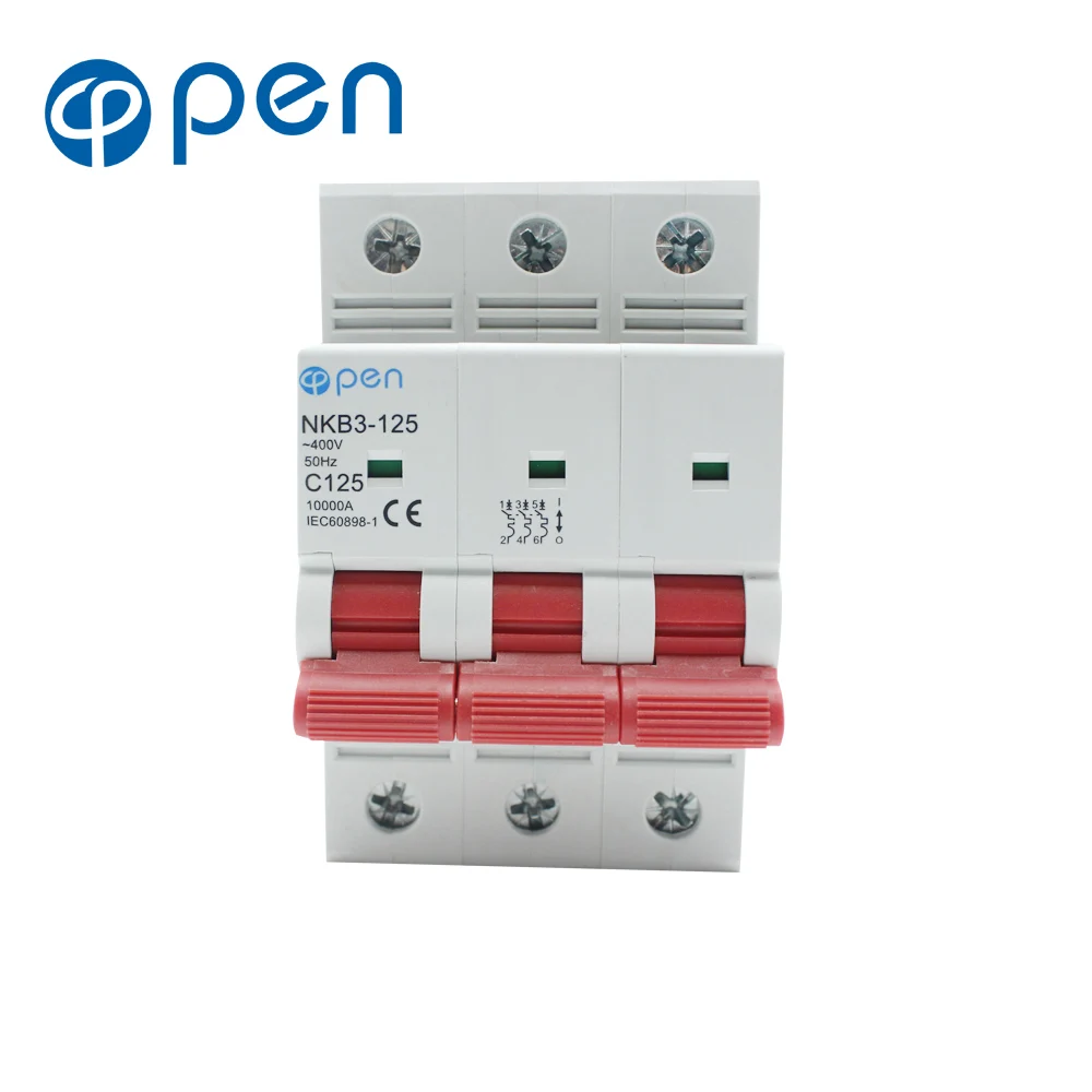 

3P 125A 10kA breaking capacity MCB min circuit breaker over load /short circuit protection 35mm Din Rail