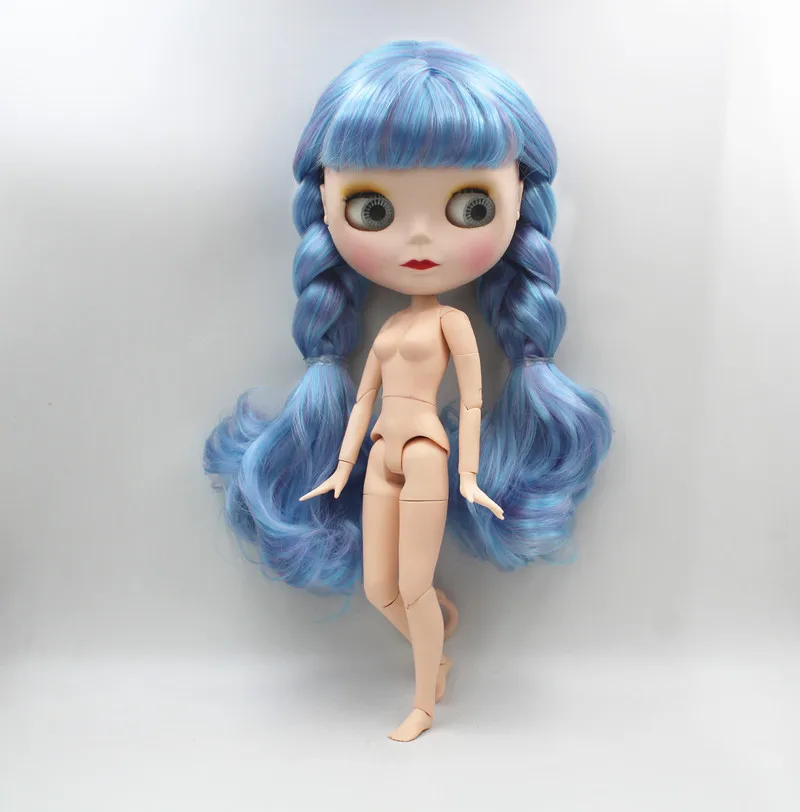 Кукла Blygirl Blyth сине-фиолетовая Смешанная завитые волосы 19 шарнирных боди матовое
