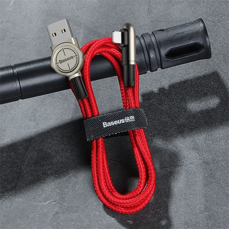 Красный Baseus USB кабель для iPhone XR Xs Max кабель для быстрой зарядки 2.4A быстрое зарядное устройство локоть провод для iPhone X 7 8 6s Plus iPad шнур для зарядки - Цвет: Красный