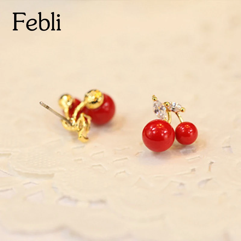 Febli Red Cherry Style Stud Earrings Are Suitable For Various Occasions Hot Selling Products From Top Sellers | Украшения и