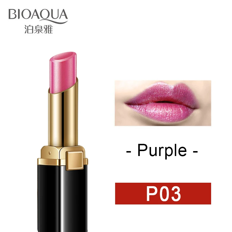 Purple BIOAQUA, Золотая помада, блестящий блеск для губ, Освежающая, стойкая помада, женская сексуальная Роскошная блестящая косметика, инструмент для губ - Цвет: Purple