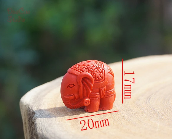 Бусины Cinnabar резные элепанты красные фигурки животных подвеска из бисера Mala Japa
