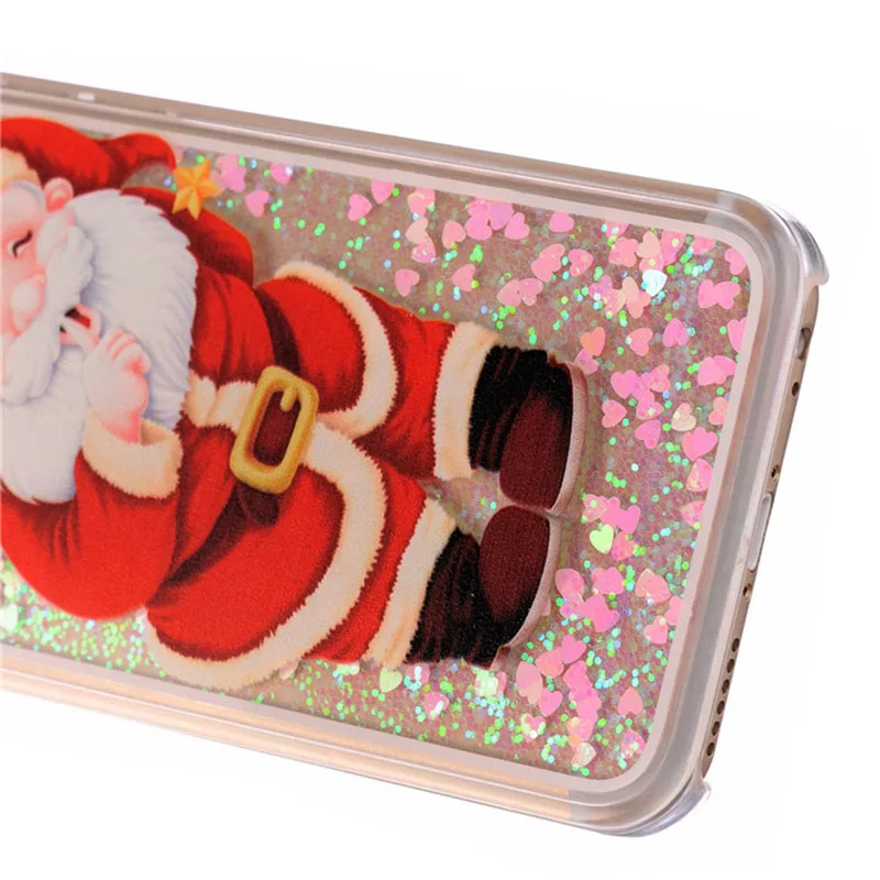 KMAX Phone Case hard clear For iPhone 6 6S 7 8 Plus Samsung S6 S7 Edge Christmas Glitter Love Heart Liquid Quicksand cheap sale |