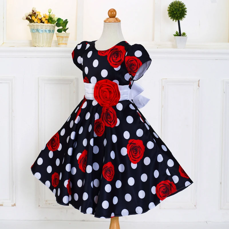 Розничная 2017 Новых Прибытие Лето Девочка Платье Печати И Точка Милые Девушки