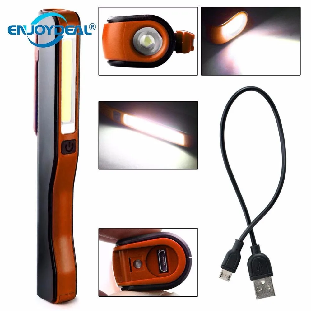 Перезаряжаемый светодиодный рабочий мини светильник COB с магнитной usb ручкой