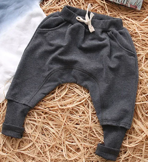 dark grey 1pc Детская одежда на осень и весну, штаны для девочек, детские штаны для маленьких мальчиков, штаны-шаровары, однотонные, черные, серые - Цвет: dark grey 1pc