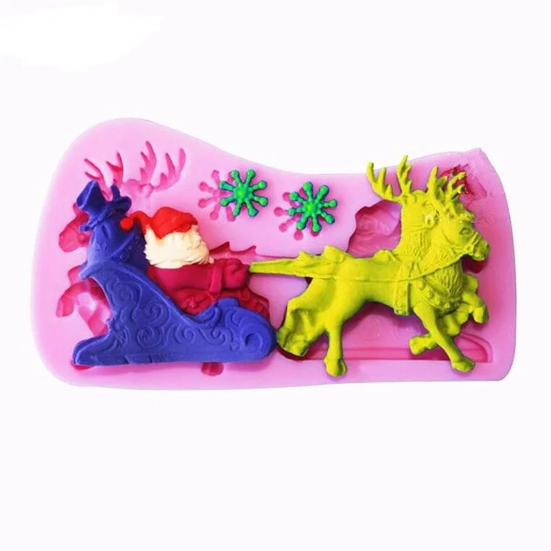 Форма для мастики в виде Санты лося силиконовые инструменты выпечки высокая