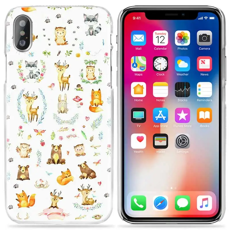 Милый чехол для iPhone XS Max, XR, X, 10, 7, S, 8, 6, 6S Plus, 5S, SE, 5, 4S, 4, 5C, Прозрачный жесткий пластиковый чехол для телефона с милым животным, лисой, чаем