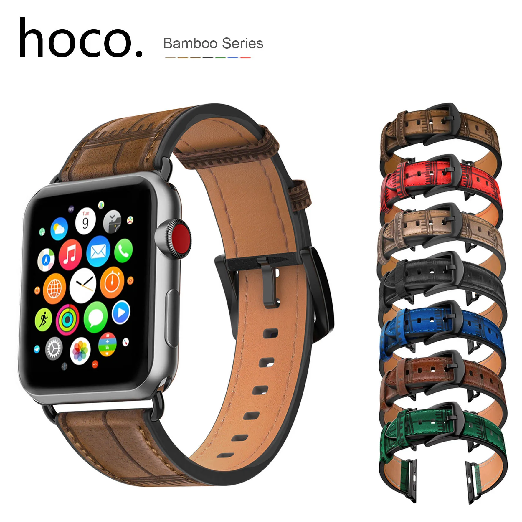 Ремешок для часов HOCO Apple Watch Series 5 4 3 2 1 бамбуковый узор из натуральной кожи браслет