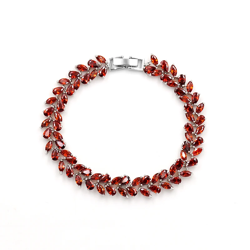 SILVER - RED WEIMANJINGDIAN Ассорти Цвета кубического циркония фианит, циркон, кристалл теннис Браслеты для леди; Цвета: серебристый/розовое золото Цвет покрытие - Окраска металла: SILVER - RED