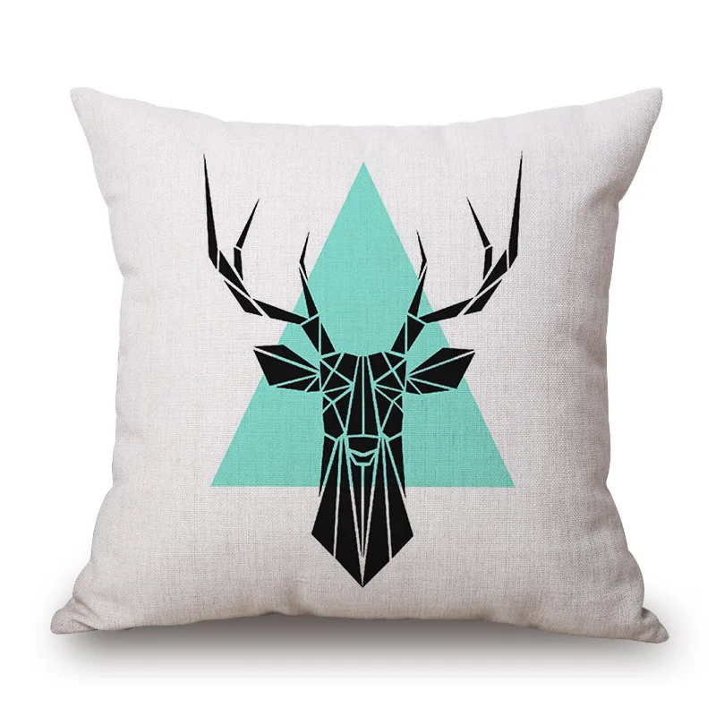 Fashion High Quality Cotton Linen Creative Geometric Deer Head Car Decorative Throw Pillow Case Cushion Cover Sofa Home Decor | Дом и сад