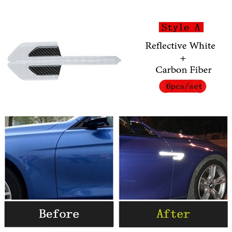 Style A White Atreus переднее крыло автомобиля из углеродного волокна Светоотражающая наклейка для Volkswagen VW Polo Passat B6 B7 B8 Golf 5 6 7 Tiguan Bora - Название цвета: Style A White
