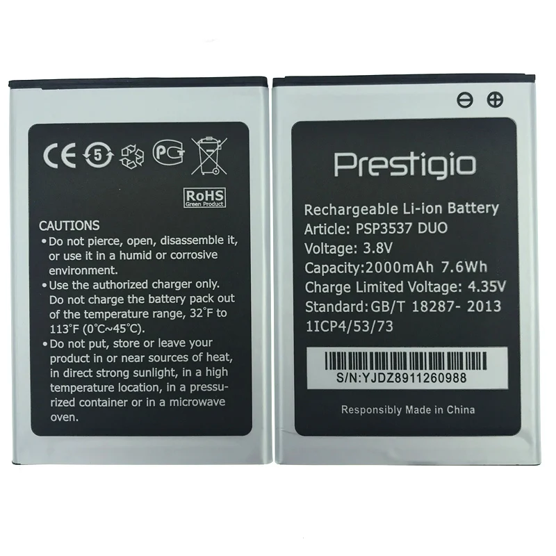 В наличии Новый 100% PSP3537DUO 2000mAh аккумулятор для Prestigio Wize PSP3537 DUO мобильный телефон +