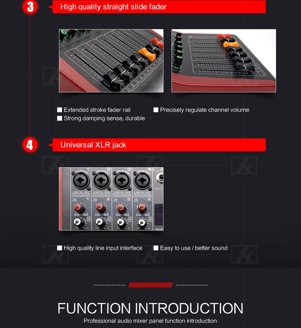 LEORY Профессиональный USB Bluetooth микшер 4 канала DJ пульт микшерный контроллер караоке 48 в усилитель для караоке KTV Вечерние