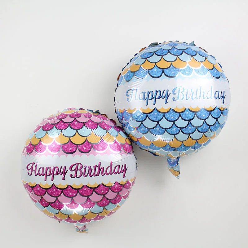 

2017 new arrival 10pcs/lot 18inch Foil Round Balloons for Birthday Party Decoration globos Fish pattern ballons blue/pink balls