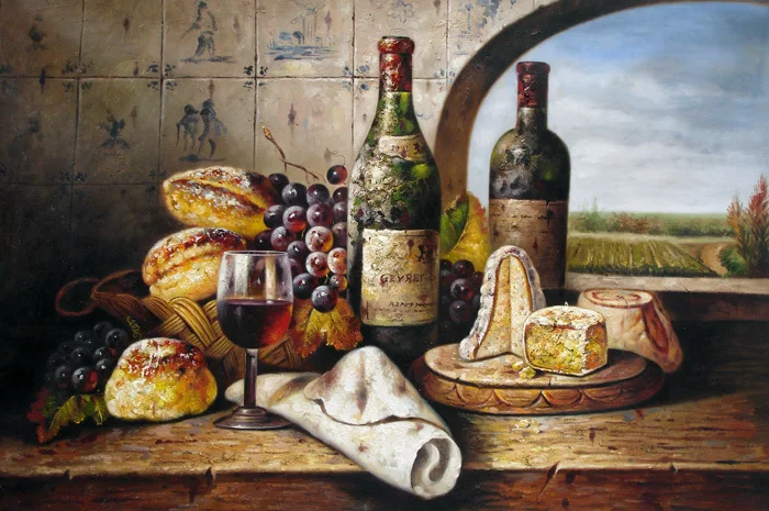 Бесплатная доставка набор красная винная бутылка картина маслом натюрморт