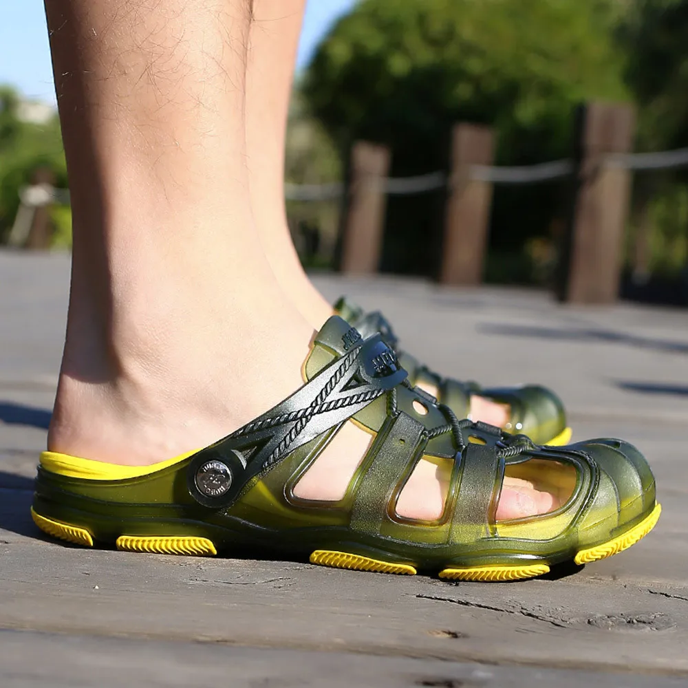 Fashion Men summer Beach Sandals Hollow Shoes Casual Breathable Slippers Slip-On Flats Hole shoes men's outdoor sandals A3065 | Спорт и