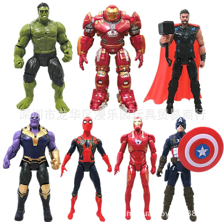 Avengers 3 Infinity War Thanos Iron Spider Figure Spiderman Hulk Black Panther Iron Man Action Figure Toys For Children 16-18CM