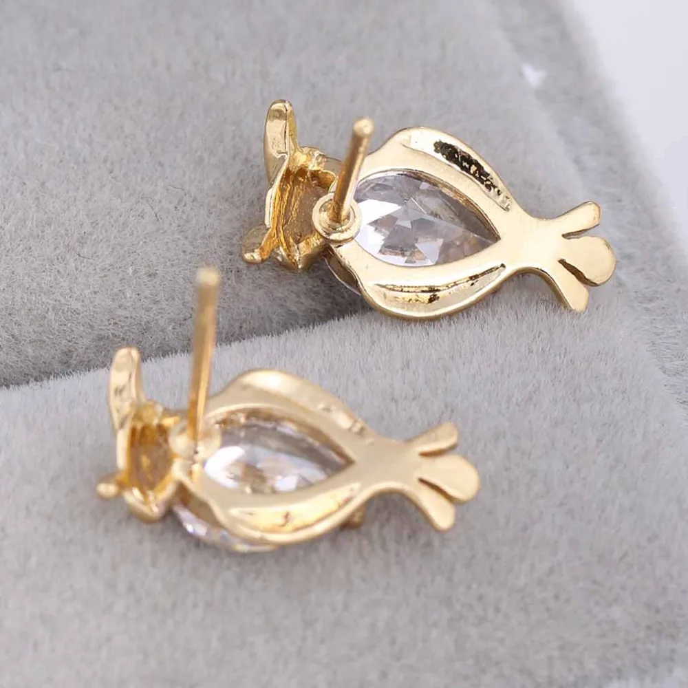 Модные красивые серьги-гвоздики с кристаллами совы для девочек Женские