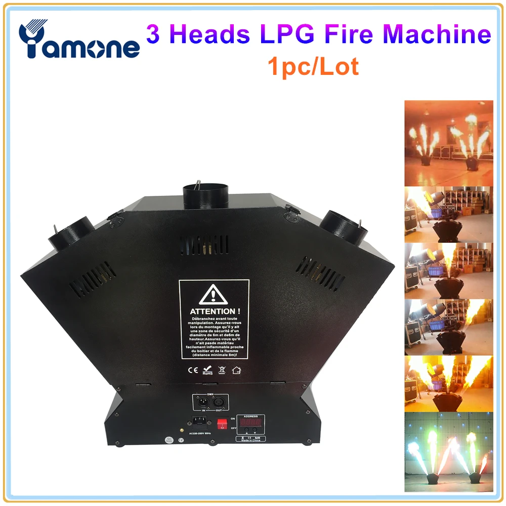 

1pc/Lot Triple 3 Heads LPG Fire Machine Stage Effect Equipment 200W Three Head DMX LPG Flame Projector Spray 2m Fire Machine